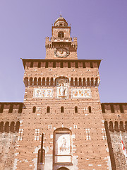 Image showing Retro looking Castello Sforzesco Milan