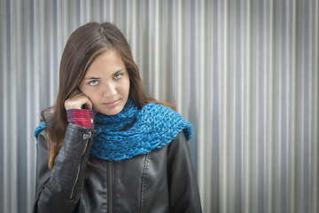 Image showing Portrait of Young Pretty Blue Eyed Girl