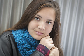 Image showing Portrait of Young Pretty Blue Eyed Girl