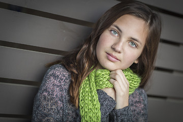 Image showing Portrait of Young Pretty Blue Eyed Girl