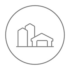 Image showing Farm buildings line icon.