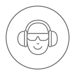 Image showing Man in headphones line icon.