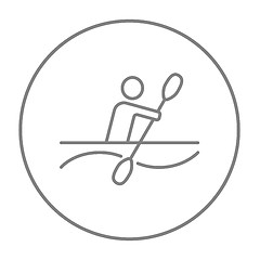 Image showing Man kayaking line icon.
