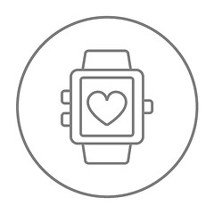 Image showing Smartwatch with heart sign line icon.