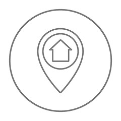 Image showing Pointer with house inside line icon.