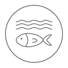 Image showing Fish under water line icon.