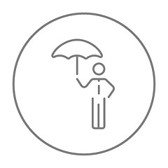 Image showing Businessman with umbrella line icon.