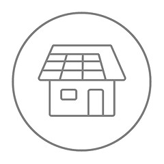 Image showing House with solar panel line icon.