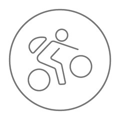 Image showing Man riding bike line icon.