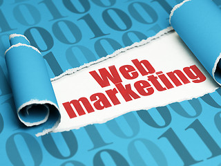 Image showing Web development concept: red text Web Marketing under the piece of  torn paper