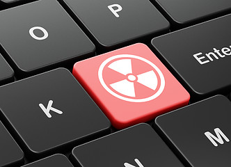 Image showing Science concept: Radiation on computer keyboard background