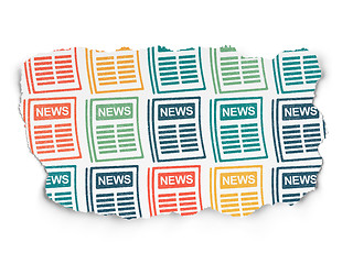 Image showing News concept: Newspaper icons on Torn Paper background