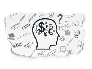 Image showing Education concept: Head With Finance Symbol on Torn Paper background