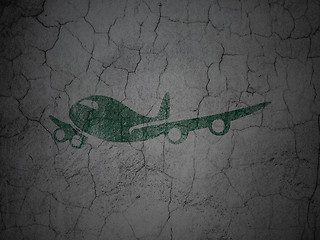 Image showing Vacation concept: Airplane on grunge wall background