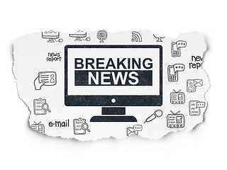 Image showing News concept: Breaking News On Screen on Torn Paper background