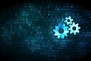 Image showing Data concept: Gears on digital background