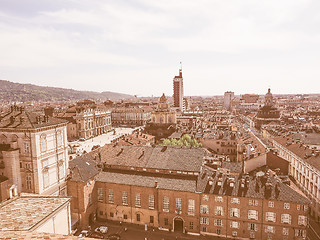 Image showing Retro looking Piazza Castello Turin