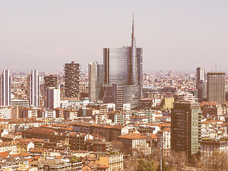 Image showing Retro looking Milan aerial view