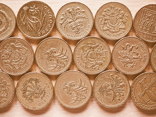 Image showing  Pound coins vintage