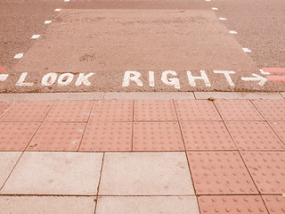 Image showing  Look Right sign vintage