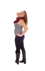Image showing Woman standing in thighs and boots.