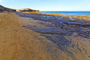 Image showing white coast lanzarote  in spain     and summer 