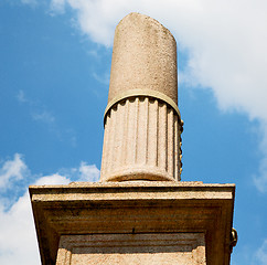 Image showing old column in the cloudy sky of europe italy