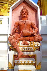 Image showing siddharta   in the temple pink     wat  palaces   