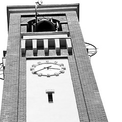 Image showing ancien clock tower in italy europe old  stone and bell