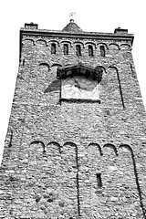 Image showing ancien clock tower in italy europe old  stone and bell