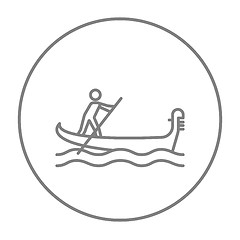 Image showing Sailor rowing boat line icon.