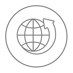 Image showing Earth and arrow around line icon.