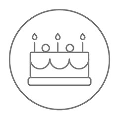 Image showing Birthday cake with candles line icon.