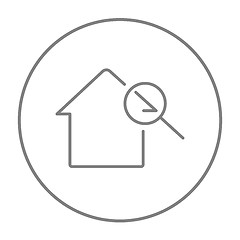 Image showing House and magnifying glass line icon.