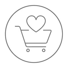 Image showing Shopping cart with heart line icon.