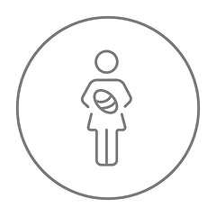 Image showing Woman holding baby line icon.