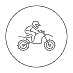 Image showing Man riding motocross bike line icon.