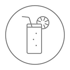 Image showing Glass with drinking straw line icon.