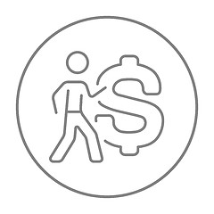 Image showing Businessman with big dollar symbol line icon.