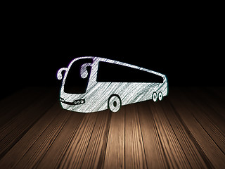 Image showing Vacation concept: Bus in grunge dark room