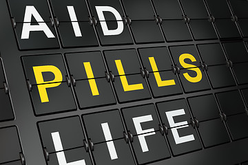 Image showing Medicine concept: Pills on airport board background