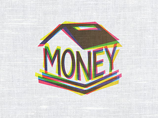 Image showing Currency concept: Money Box on fabric texture background