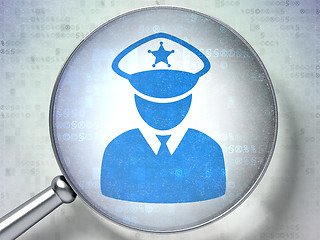 Image showing Law concept: Police with optical glass on digital background