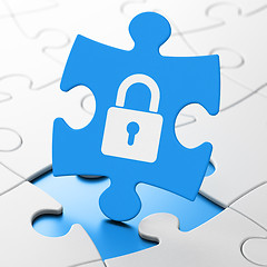 Image showing Data concept: Closed Padlock on puzzle background