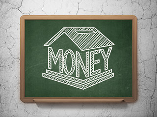 Image showing Money concept: Money Box on chalkboard background