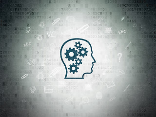 Image showing Education concept: Head With Gears on Digital Paper background