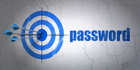 Image showing Security concept: target and Password on wall background