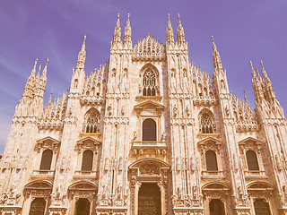 Image showing Retro looking Milan cathedral