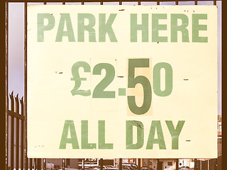 Image showing  Parking sign vintage