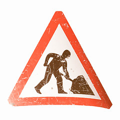 Image showing  Road work sign vintage